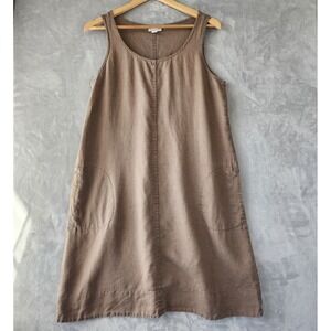 J Jill Love Linen Dress Womens Size Small Pockets Sleeveless Tank Sundress 100%